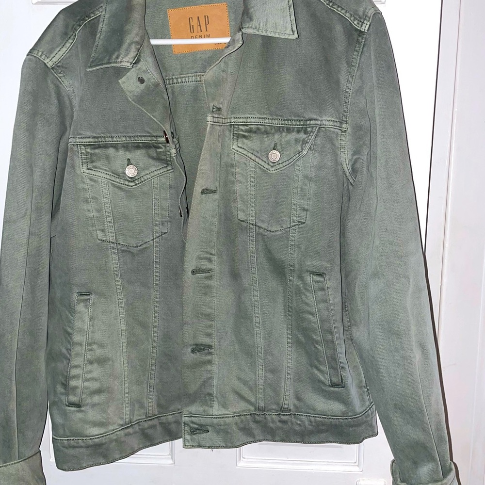 GAP Sea Green Denim Jacket (Size: Large)